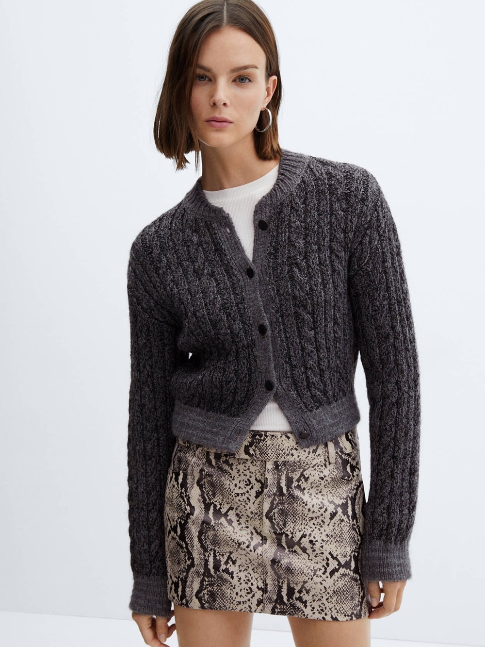 Mango Snakeskin Mini Skirt